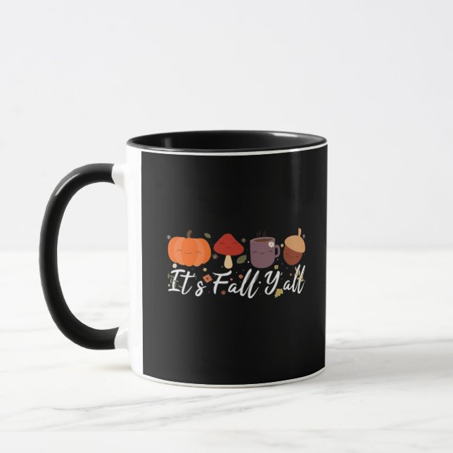 It’s Fall Y’all Cute Coffee Pumpkin Autumn Tree Fa Mug (Left)