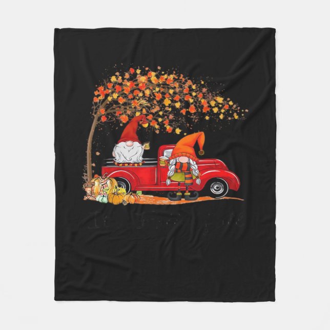 It’s Fall Y’all Cute Gnomes Tree Fall Leaves Fleece Blanket (Front)