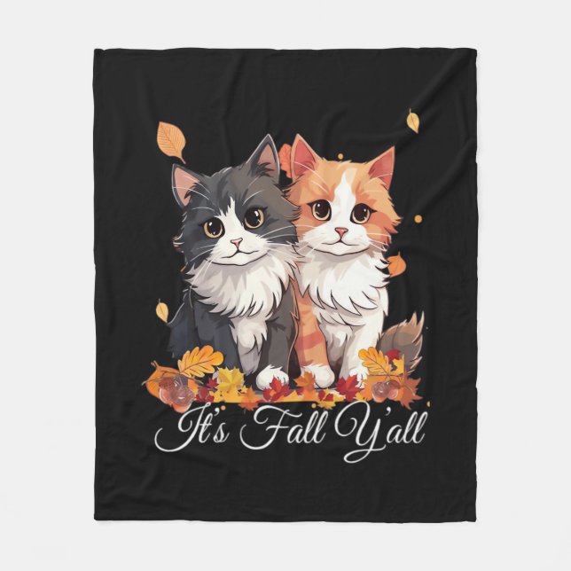 It’s Fall Y’all Cute Kittens Fleece Blanket (Front)