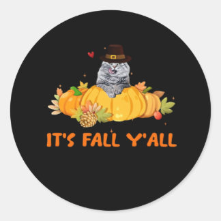 It’s Fall Y’all Cute Lovers Thanksgiving Vintage C Classic Round Sticker