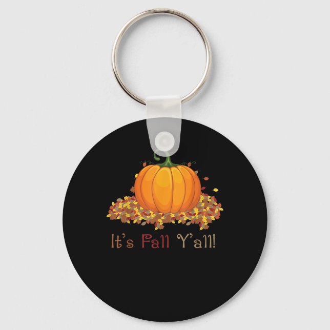 It’s Fall Y’all Cute Pumpkin Autumn Tree Fall Leav Key Ring (Front)