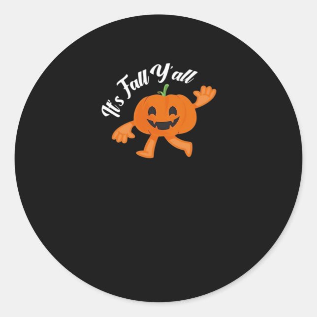 It’s Fall Y’all Cute Pumpkin Illustration Classic Round Sticker (Front)
