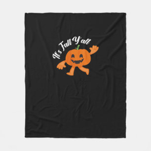 It’s Fall Y’all Cute Pumpkin Illustration Fleece Blanket
