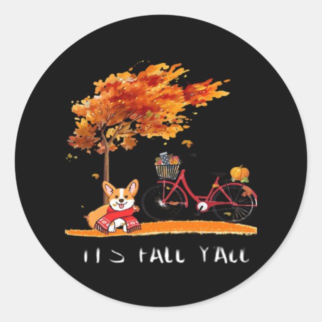 It’s Fall Y’all Dachshund Autumn Costume Classic Round Sticker (Front)
