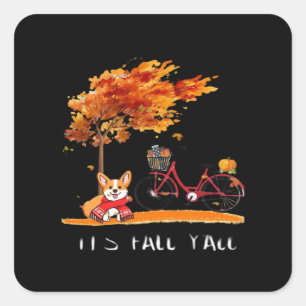 It’s Fall Y’all Dachshund Autumn Costume Square Sticker