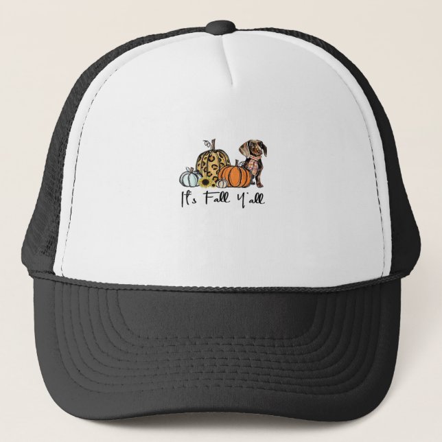 It’s Fall Y’all Dachshund Funny Casual Trucker Hat (Front)