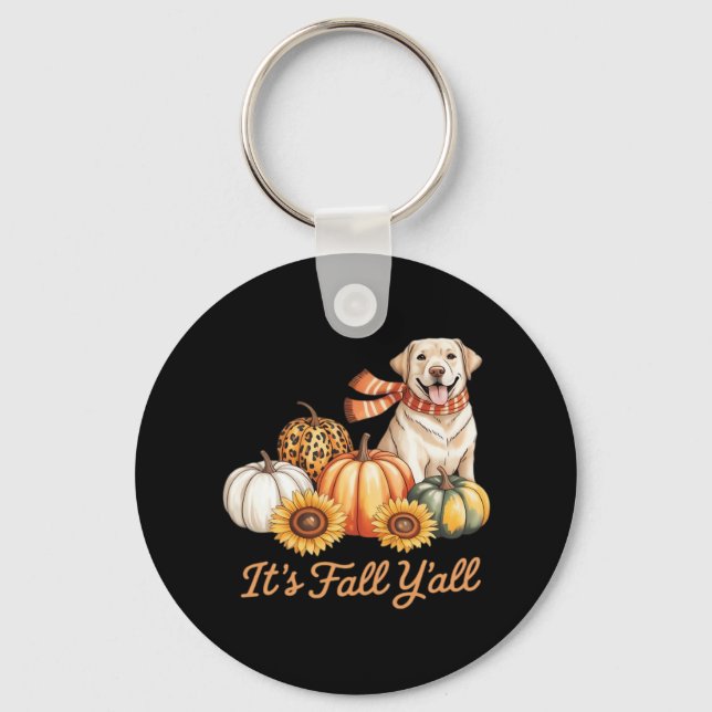 It’s Fall Y’all Dog Leopard Pumpkin Fall Creative  Key Ring (Front)