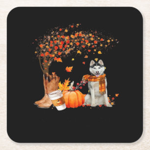 It’s Fall Y’all Dog Thanksgiving Halloween Aesthet Square Paper Coaster
