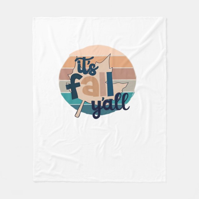 It’s Fall Y’all Fall Lea Retro Classic Fleece Blanket (Front)