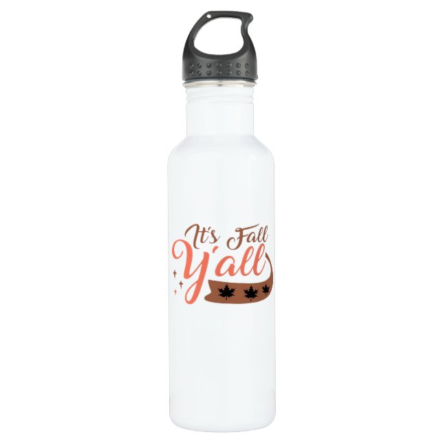It’s Fall Y’all, Fall Pumpkin Skeleton Creepy Leaf 710 Ml Water Bottle (Front)
