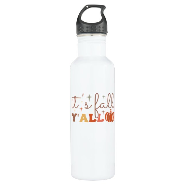 It’s Fall Y’all, Fall Pumpkin Skeleton Creepy Leaf 710 Ml Water Bottle (Front)