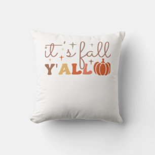 It’s Fall Y’all, Fall Pumpkin Skeleton Creepy Leaf Cushion