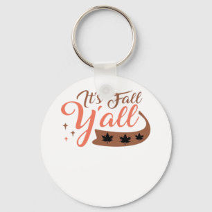 It’s Fall Y’all, Fall Pumpkin Skeleton Creepy Leaf Key Ring
