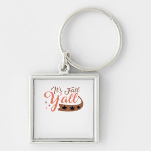 It’s Fall Y’all, Fall Pumpkin Skeleton Creepy Leaf Key Ring