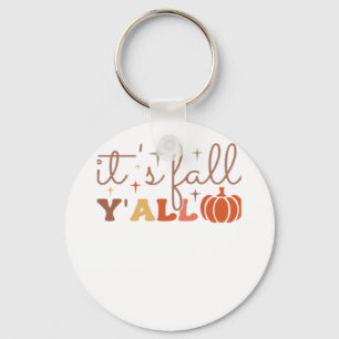It’s Fall Y’all, Fall Pumpkin Skeleton Creepy Leaf Key Ring