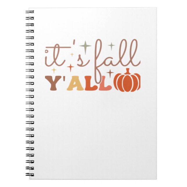 It’s Fall Y’all, Fall Pumpkin Skeleton Creepy Leaf Notebook (Front)