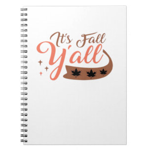 It’s Fall Y’all, Fall Pumpkin Skeleton Creepy Leaf Notebook