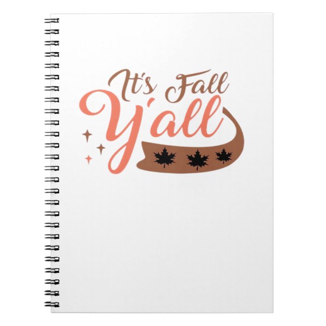 It’s Fall Y’all, Fall Pumpkin Skeleton Creepy Leaf Notebook (Front)