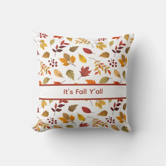 It’s Fall Y’all - Farmhouse Leaf Pattern Decor Cushion (Front)