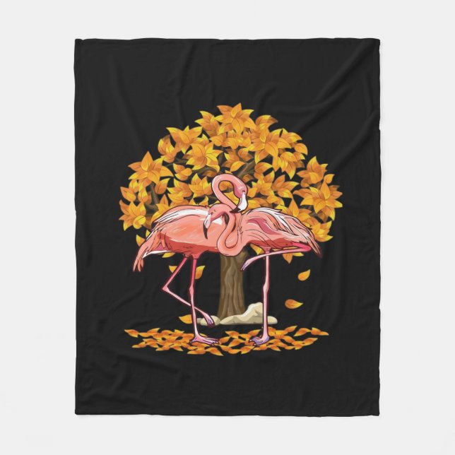 It’s Fall Y’all Flamingo Thanksgiving Halloween Fleece Blanket (Front)