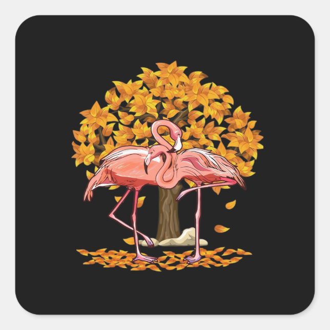 It’s Fall Y’all Flamingo Thanksgiving Halloween Square Sticker (Front)