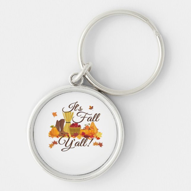 It’s Fall Y’all Funny & Cool Retro Key Ring (Front)