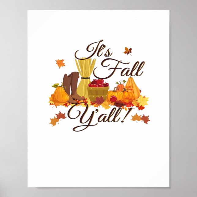 It’s Fall Y’all Funny & Cool Retro Poster (Front)