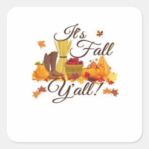 It’s Fall Y’all Funny & Cool Retro Square Sticker