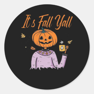 It’s Fall Y’all Funny Minimal Style Classic Round Sticker