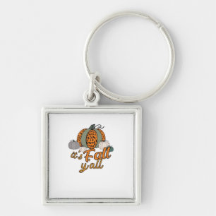 It’s Fall Y’all, Funny Pumpkins Leopard Pattern Key Ring
