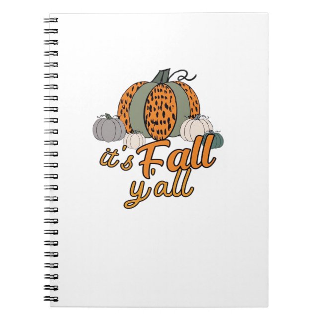 It’s Fall Y’all, Funny Pumpkins Leopard Pattern Notebook (Front)