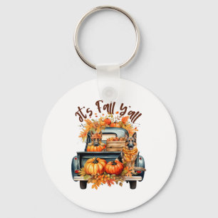 It’s Fall Y’all German Shepherd Pumpkins Truck Aut Key Ring