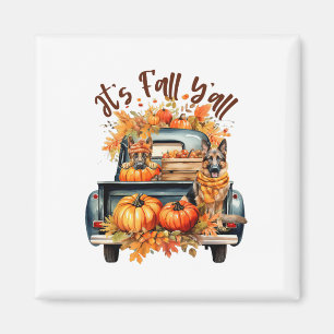 It’s Fall Y’all German Shepherd Pumpkins Truck Aut Magnet