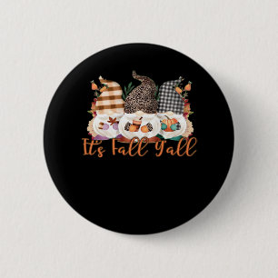 It’s Fall Y’all Gnomes In Autumn Plaid And Leopard 6 Cm Round Badge