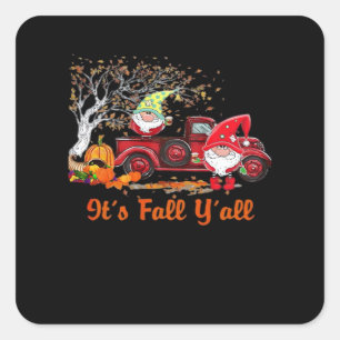 It’s Fall Y’all Gnomes Pumpkin Spice Square Sticker
