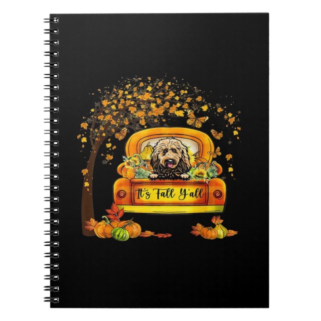 It’s Fall Y’all Goldendoodle Pumpkin Autumn Look Notebook (Front)