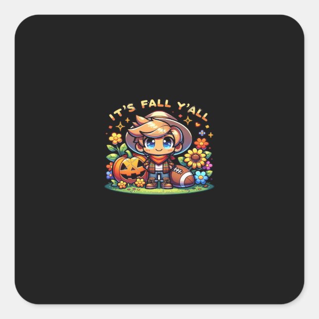 It’s Fall Y’all Graphic Creative Casual Square Sticker (Front)