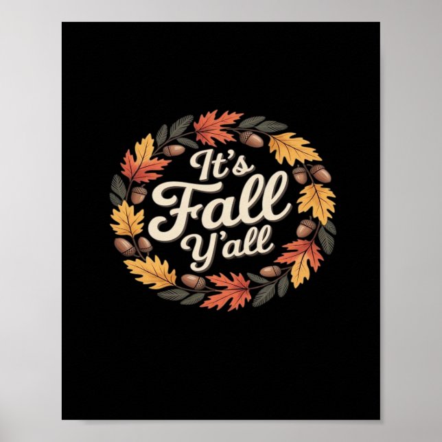 It’s Fall Y’all Halloween Bats Pumpkin Fall Hallow Poster (Front)