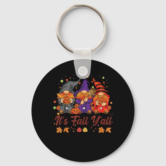 It’s Fall Y’all Halloween Gnomes Pumpkin Autumn Fa Key Ring (Front)
