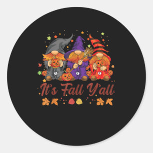 It’s Fall Y’all Halloween Gnomes Pumpkin Vintage Classic Round Sticker