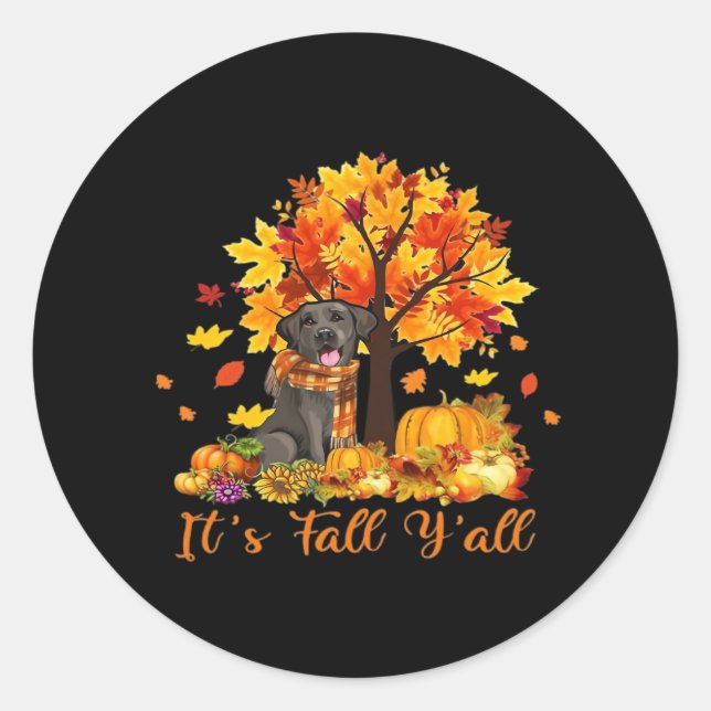 It’s Fall Y’all Halloween Thanksgiving Retro Graph Classic Round Sticker (Front)
