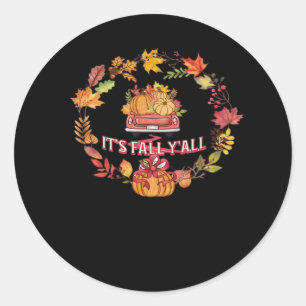It’s Fall Y’all Harvest Road Retro Look Classic Round Sticker