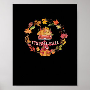 It’s Fall Y’all Harvest Road Retro Look Poster