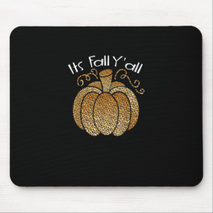It’s Fall Y’all Leopard Print Pumpkin Rustic Happy Mouse Pad
