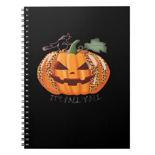 It’s Fall Y’all Leopard Pumpkin Happy Halloween Ne Notebook (Front)