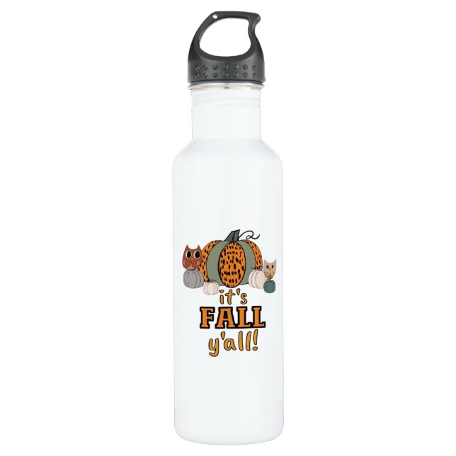 It’s Fall Y’all, Leopard Pumpkins And Owls 710 Ml Water Bottle (Front)