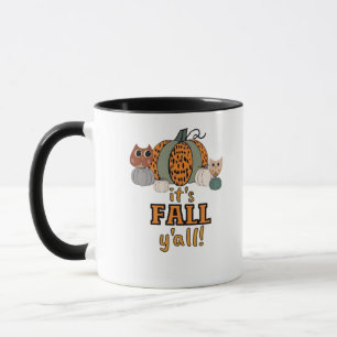 It’s Fall Y’all, Leopard Pumpkins And Owls Mug