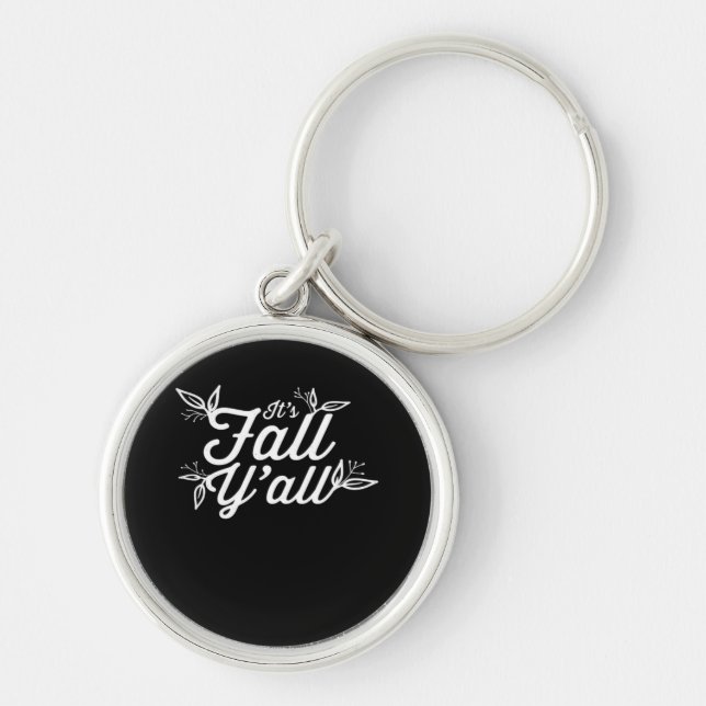 It’s Fall Y’all Lettering With Leaves Key Ring (Front)