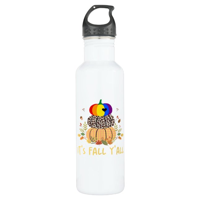 It’s Fall Y’all LGBTQ Pride Pumpkin Creative Casua 710 Ml Water Bottle (Front)