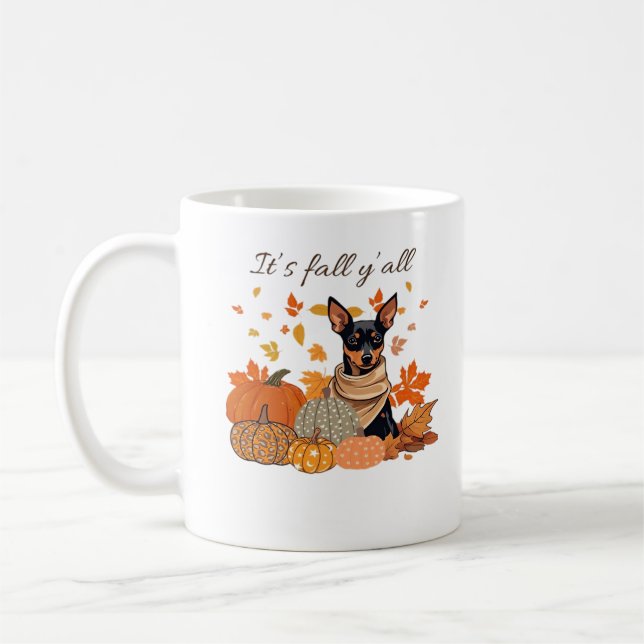 It’s Fall Y’all - Miniature Pinscher With Pumpkins Coffee Mug (Left)